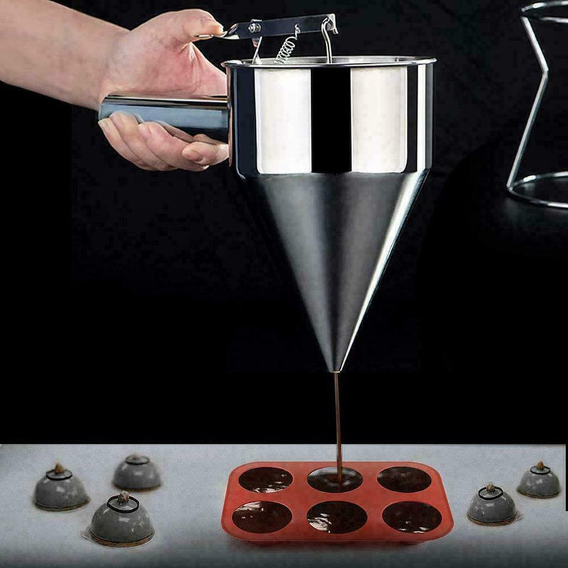 Bread Cupcake Waffle Batter Funnel Dispenser Steel V9D9 Sale B5Q8 E6B4