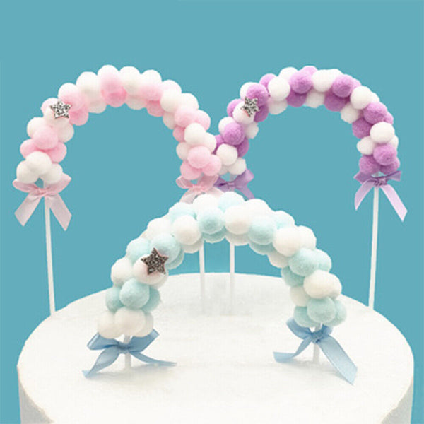 Wedding Soft Cake Flags Cloud Balloon Cake Topper Baby Shower Pompom Cloud