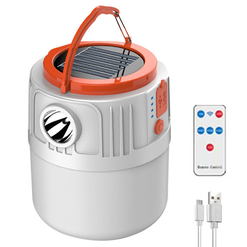 Solar Powered + Rechargeable USB LED Camping Lantern - Waterproof Tent-S