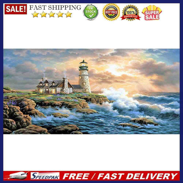 Lighthouse Oil Paint By Numbers Kits Canvas Picture Wall Art DIY Craft Colo
