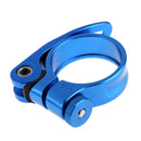 34.9mm MTB Bike Cycling Saddle Seat Post Clamp Quick Release QR Style Blue Newly