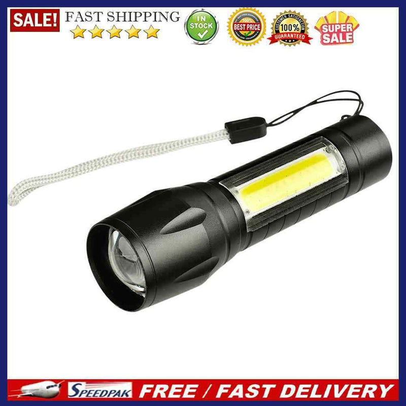 XPE+COB LED Flashlight Rechargeable 3 Gears Adjustable Lamp for Camping Out