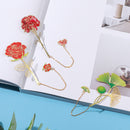 Style Pendant Lotus Leaf Brass Bookmark Book Clip Painted Pagination Mark