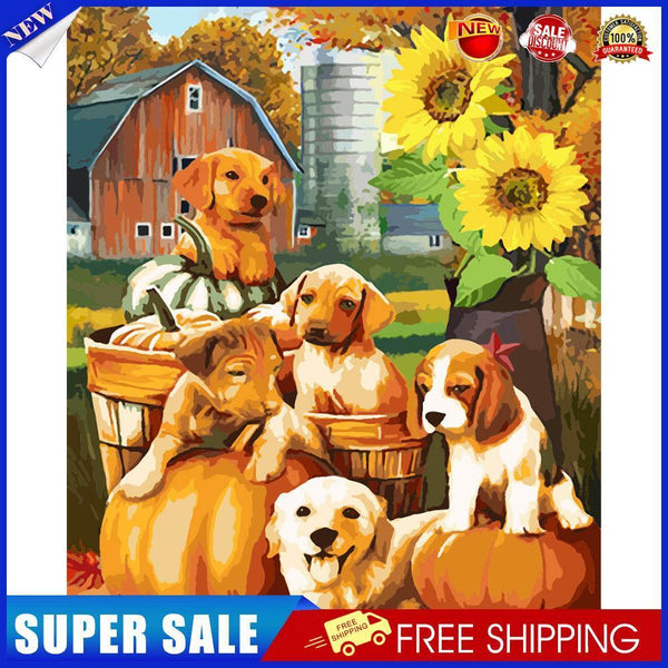 Yard Dog Pumpkin Partial Oil Paint By Numbers DIY Handpainted on Canvas Art