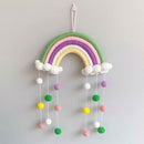 Handmade Woven Photo Prop Clouds Felt Ball Wall Hanging Decor Rainbow Tapestry