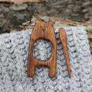 Wooden Animal Brooch DIY Craft Badge Cartoon Pin Sweater Clasp (Bear)