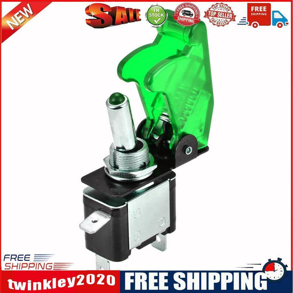 Car Illuminated LED Toggle Switch Control ON/OFF+Aircraft Missile Cover (C)