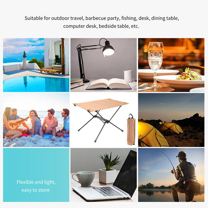 Foldable Camping Table-Aluminum Lightweight Collapsible Table for Fishing Beach