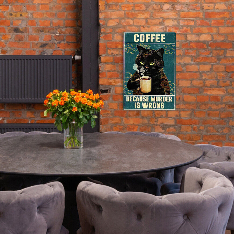 Coffee Black Cat Metal Tin Sign Plate Retro Home Bar Pub Club Plaque Decor Newly