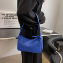 Retro Women Shoulder Bags Female PU Leather Underarm Totes Handbag (Blue)