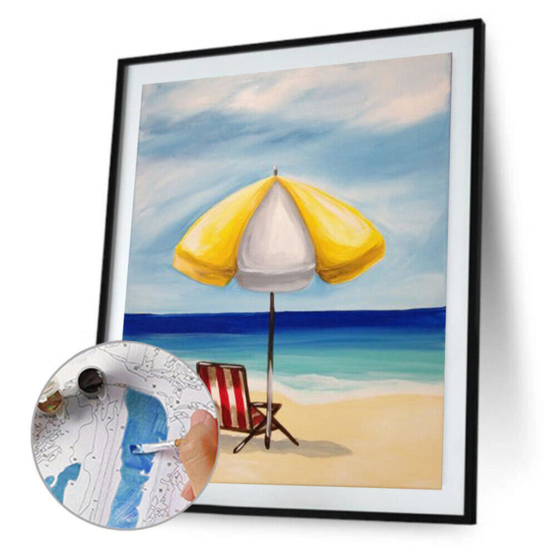 #A Beach Lounger Oil Paint By Numbers Kit DIY Acrylic Painting on Canvas Framele