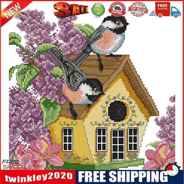 Partial Cross Stitch Birds House Embroidery Cotton Thread DIY Needleworks