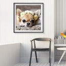 5D DIY Flower Dog Full Round Diamond Painting Mosaic Drawing Home Decoratio
