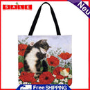 Fashion Women Flower Kitten Printing Shoulder Shopping Bag Casual Large Handbags