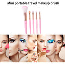 5pcs Portable Makeup Brush Set Soft Nylon Eyeshadow Foundation Brush (Pink)