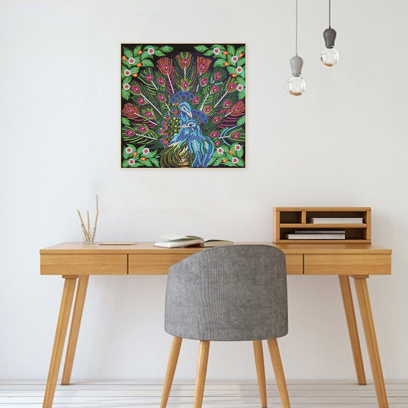 5D Diamond Painting Peacock Partial Special Shape Drill Wall DIY (UP274) Newly