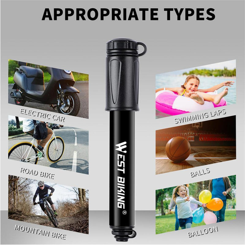 WEST BIKING 100PSI Bicycle Tire Air Inflator Portable MTB Pump for Basketball