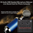 V8 Audio USB Headset Microphone Webcast Live Sound Card for Phone Computer