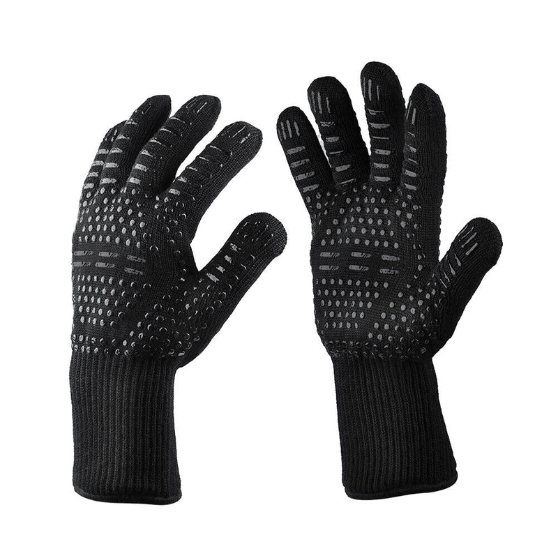 2pcs Outdoor Camping Barbecue Heat Resistance Silicone Gloves Oven Cooking Gl
