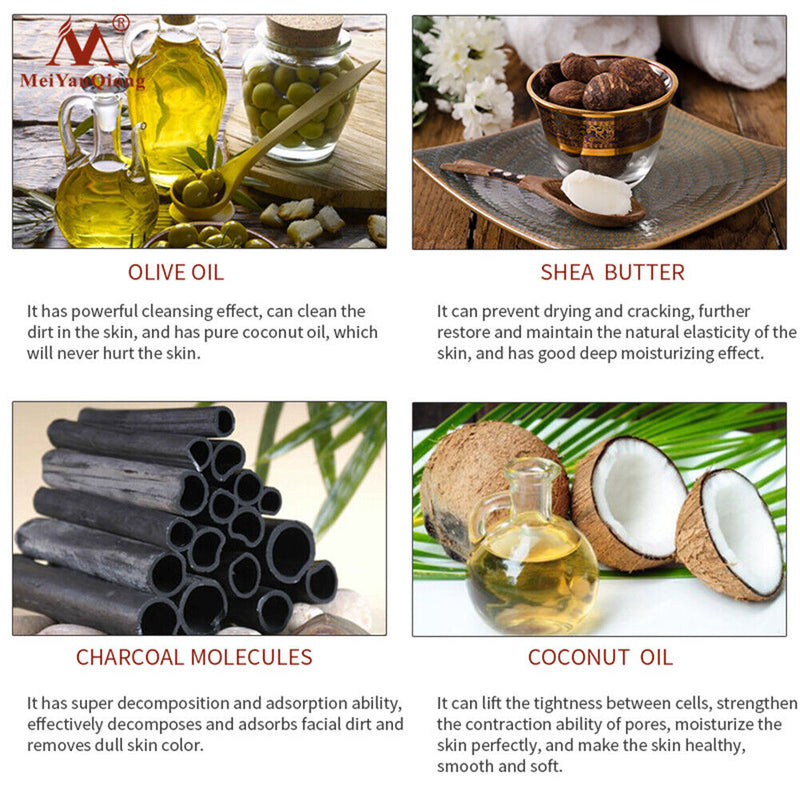 Handmade Bamboo Charcoal Soap Facial Deep Cleanser Bath Clean Grease Skin Care