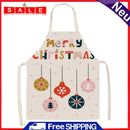 Linen Fabric Apron Oil-Proof Christmas Hanging Neck Apron for Kitchen Cooking