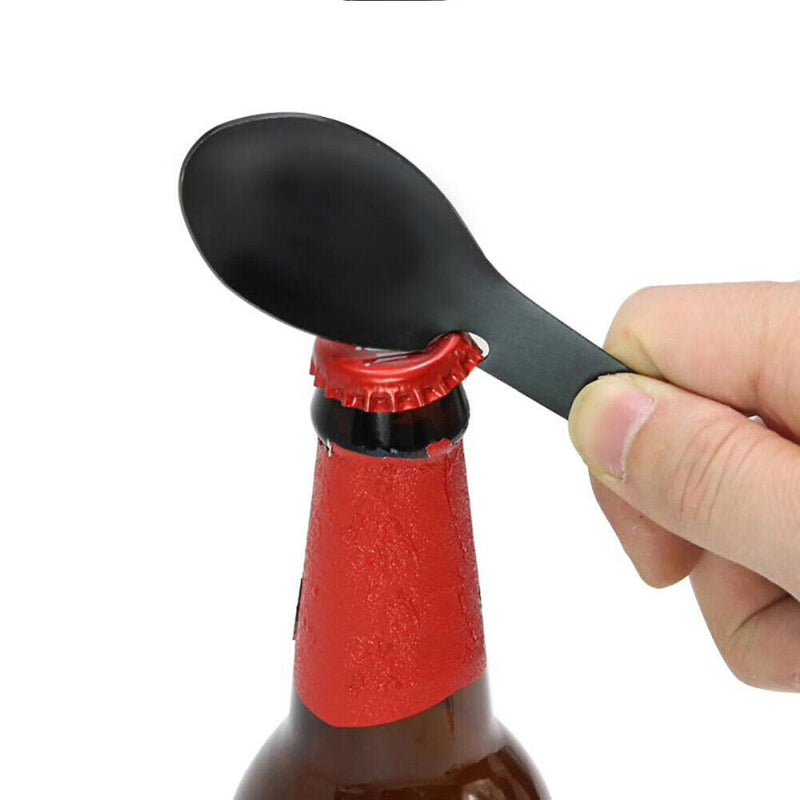Stainless Steel Tableware Bottle Opener Outdoor Camping Picnic Spork Fork Spoon
