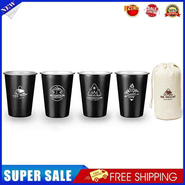 #A 350ml 4pcs Stainless Steel Camping Cup Coffee Tea Beer Wine Drinking Water Mu