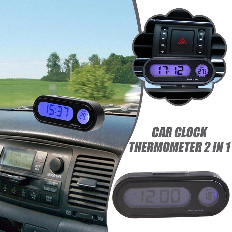 2 In 1 Digital LCD LED Car Electronic Time Clock Thermometer With N, K2N1