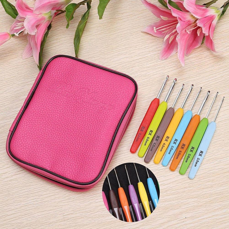 Soft Handle, 16-Piece, Colorful Aluminum Crochet Needles, DIY Knitting Pins, Crochet Wheel