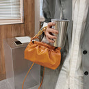 Women Pleated Shoulder Bag Chain Totes Lady PU Stone Pattern Crossbody Handbag