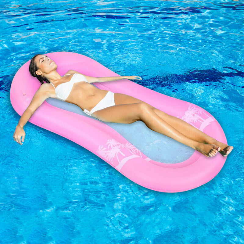 PVC Inflatable Pool Air Mattress Lounger Floating Water Hammock Bed (Pink) Newly