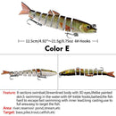 Multi Jointed 12.5cm 21.5g Lures Artificial Wobbler Fishing Hard Bait (E)
