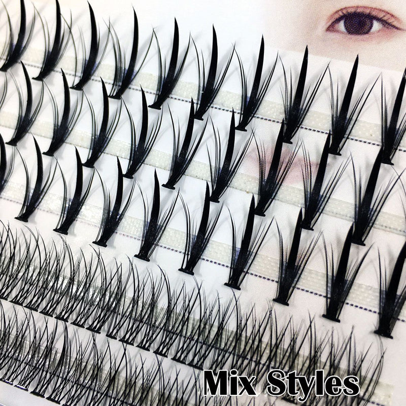DIY Individual Eyelashes Thick Sandwich&Fish Tail Mix Styles False Eyelashes