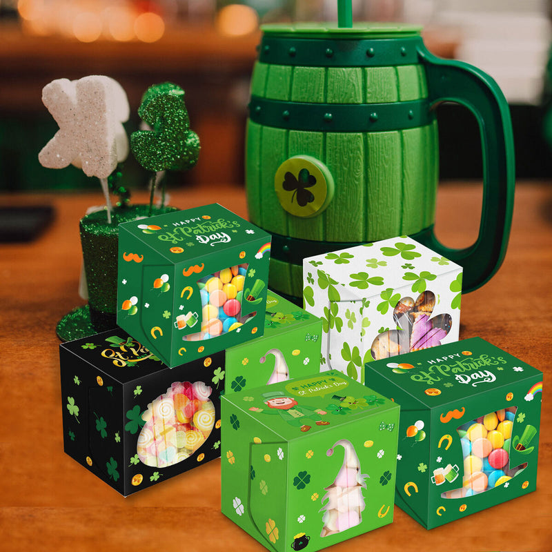 Treat Boxes 12pcs St. Patricks Day Goodie Party Favor Boxes for Pastry Dess