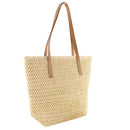 Paper Rope Women Handbags Summer Beach Solid Color Large Capacity Top-handle Bag