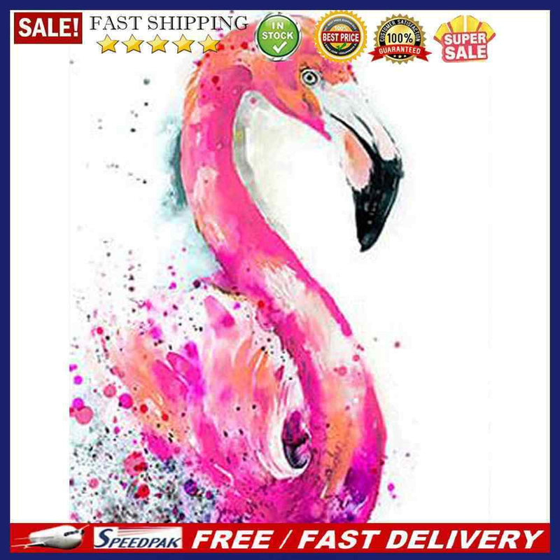 (DE5246) Flamingo 5D DIY Square Diamond Painting Digital Beadwork Kit for Decor
