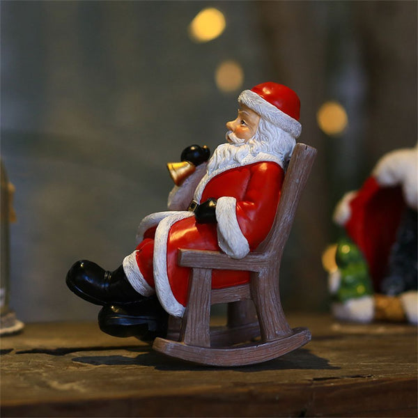 Year Xmas Gift Rocking Chair Garden Decoration Creative Santa Claus Ornament