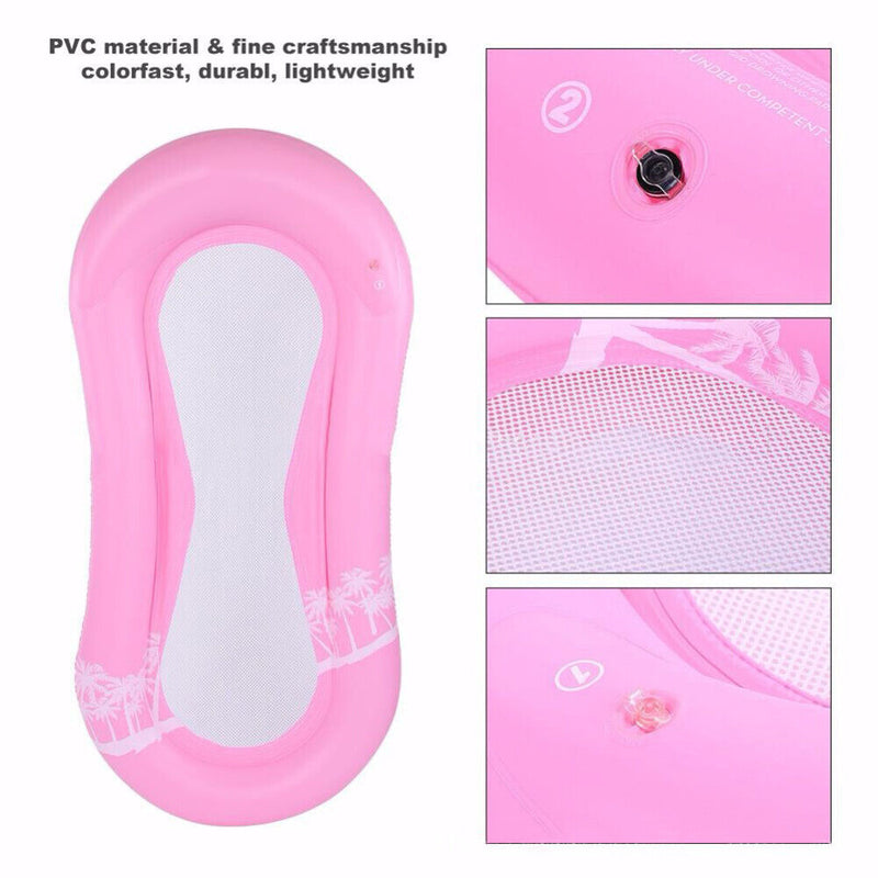 PVC Inflatable Pool Air Mattress Lounger Floating Water Hammock Bed (Pink) Newly
