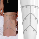 Full Rhinestone Multi-layer Water Drops Sexy Thigh Chain Leg Body Jewelry D6K1