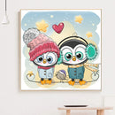 DIY Two Cartoon Owl Full Drill Diamond Painting Mosaic Kit Bead Art Picture
