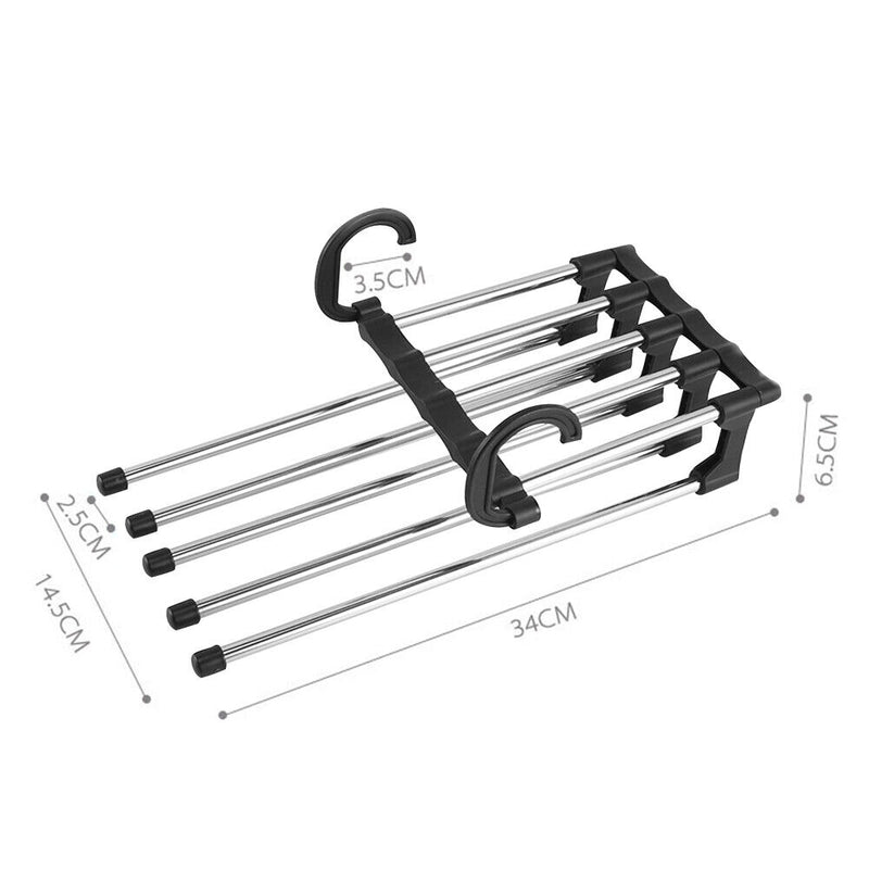 5 Layers Clothes Hanger Pants Storage Rack Trousers Hanging Shelf (Black) Newly