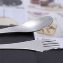Camping Portable Tableware Cutlery Tool Fork 3 in 1 Stainless Steel Spoon