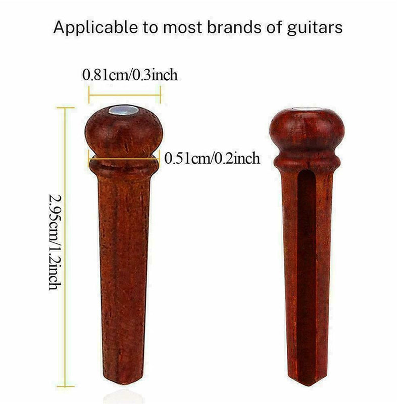 1 Set Acoustic Guitar Wood Bridge Pins Inlaid with T5E3 H3R8 Dot Abalone F8V4