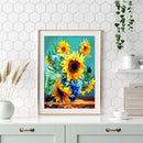 DIY Sunflower Painted On Canvas Artwork Oil Painting By Numbers Kit 40X50cm