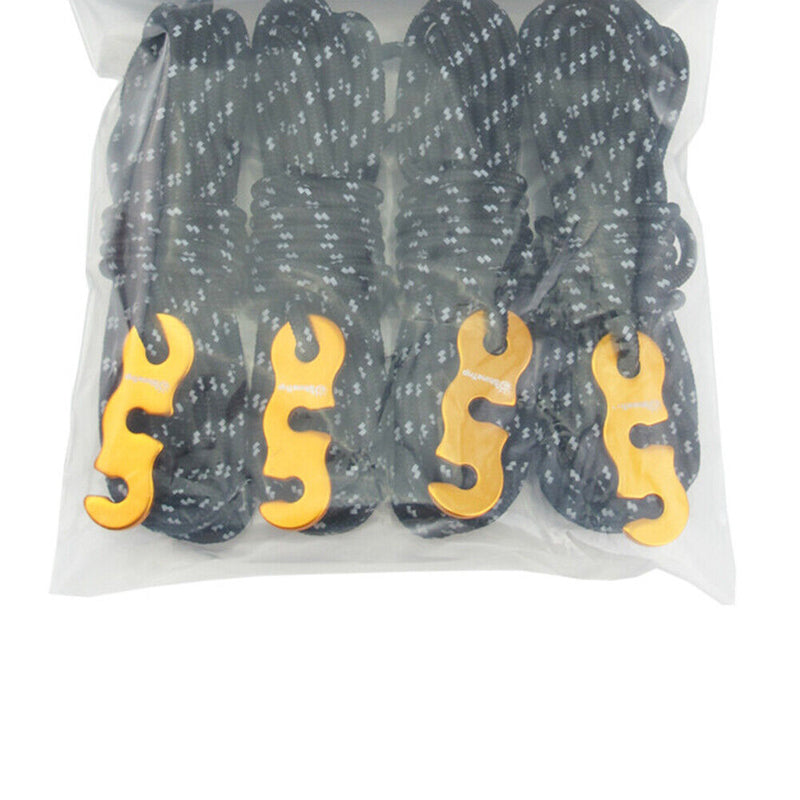 4pcs Tent Wind Rope Buckle Reflective Outdoor Camping Cord Lanyard (Black) Newly