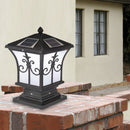 LED Solar Retro Lantern Pillar Light Outdoor Column Lamp Garden Fence Decor