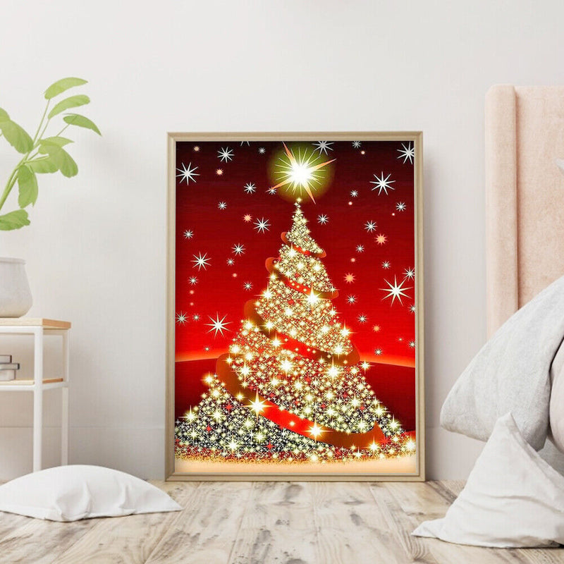 5D DIY Full Drill Round Shape Christmas Tree Rhinestone Diamond Drawing Kits