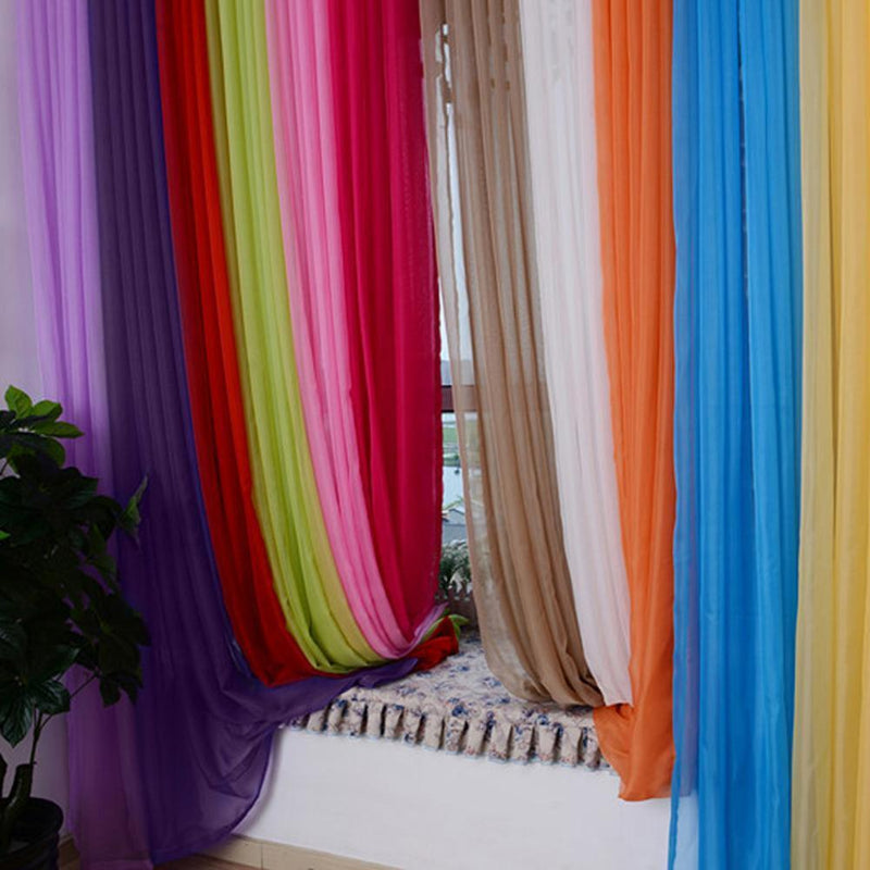 2pcs Solid Color Window Curtain Flower Pattern Valance Blue