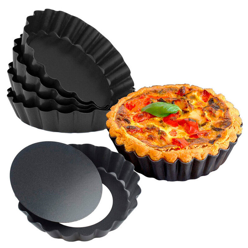 6pcs Mini Pie Muffin Cupcake Pans Mould Non-stick Tart Flan Round Molds Newly