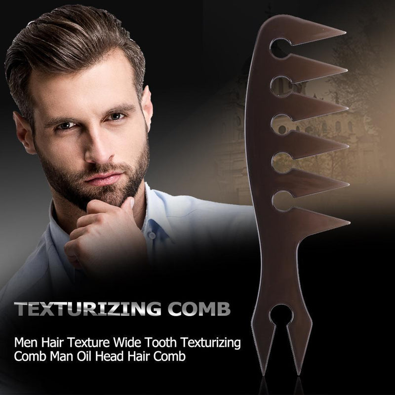 Men Hair Texture Wide Tooth Texturizing Comb Man Oil Head Hair Comb (Black)